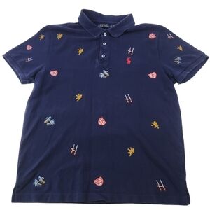 Polo Ralph Lauren Football Shirt Men's Size Large Custom Fit French Navy Blue